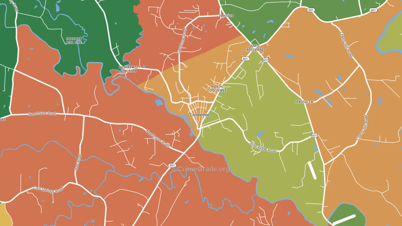 Cooleemee, NC Map of Theft Rates
