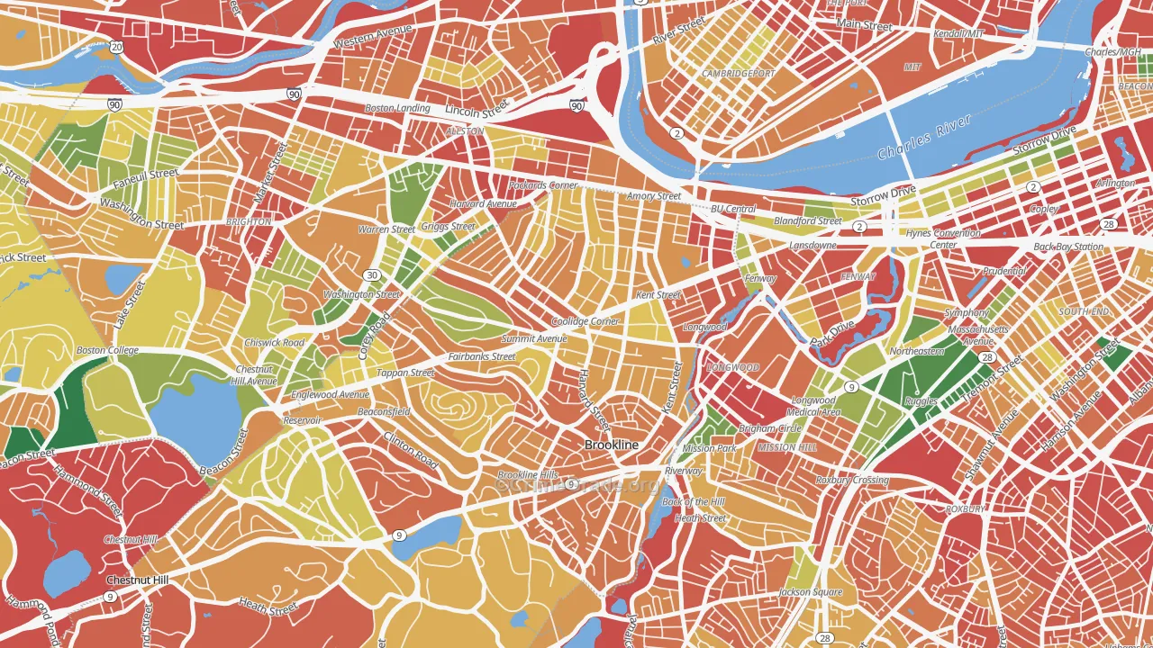 Coolidge Corner, Brookline, MA Map of Theft Rates