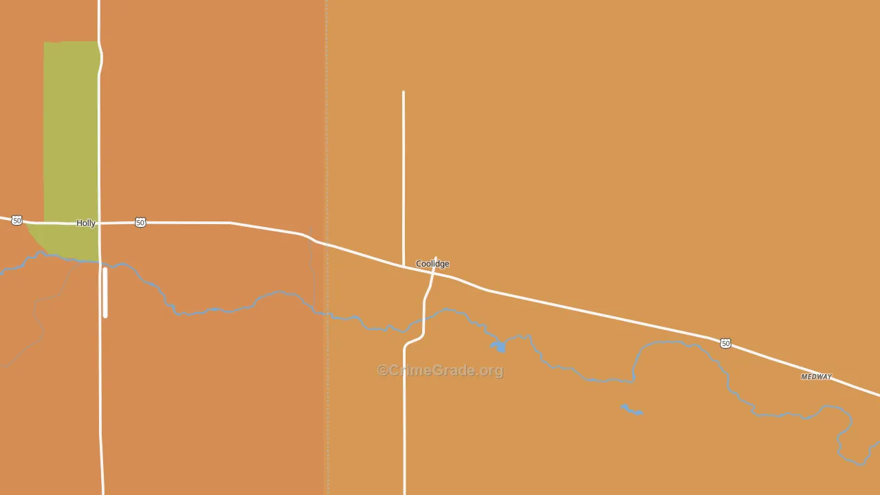 Coolidge, KS Map of Theft Rates