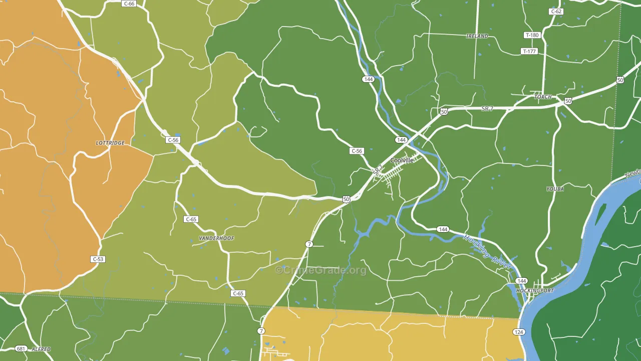 Coolville, OH Map of Theft Rates
