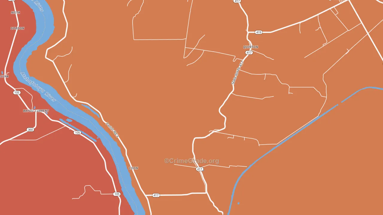 Coon, LA Map of Theft Rates