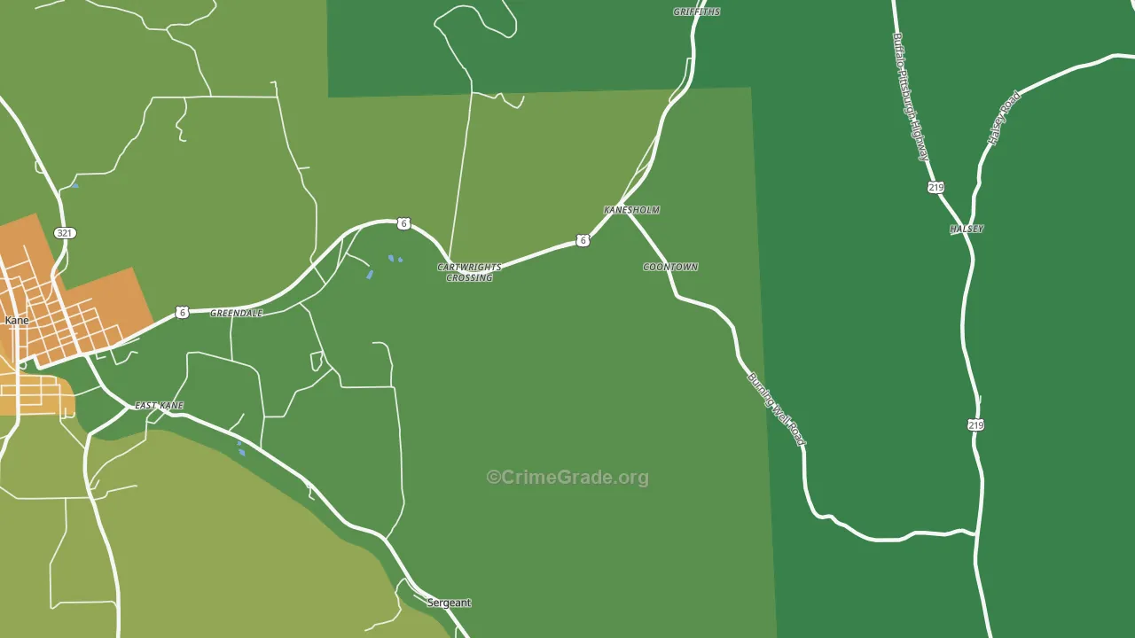 Coontown, PA Map of Theft Rates