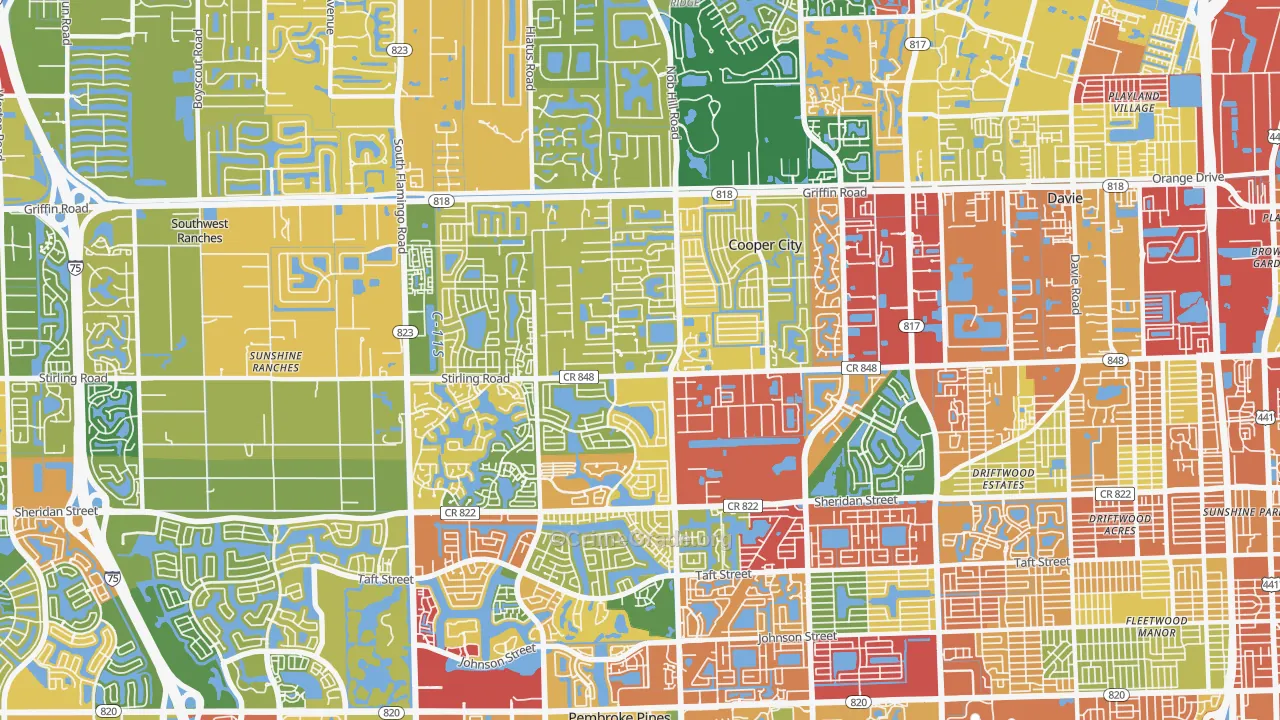 Cooper City, FL Map of Theft Rates