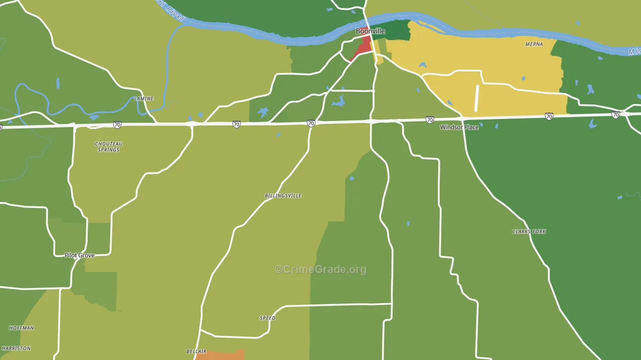 Cooper County, MO Map of Theft Rates