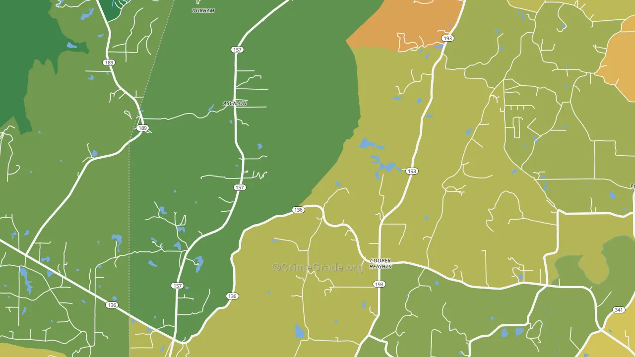 Cooper Heights, GA Map of Theft Rates