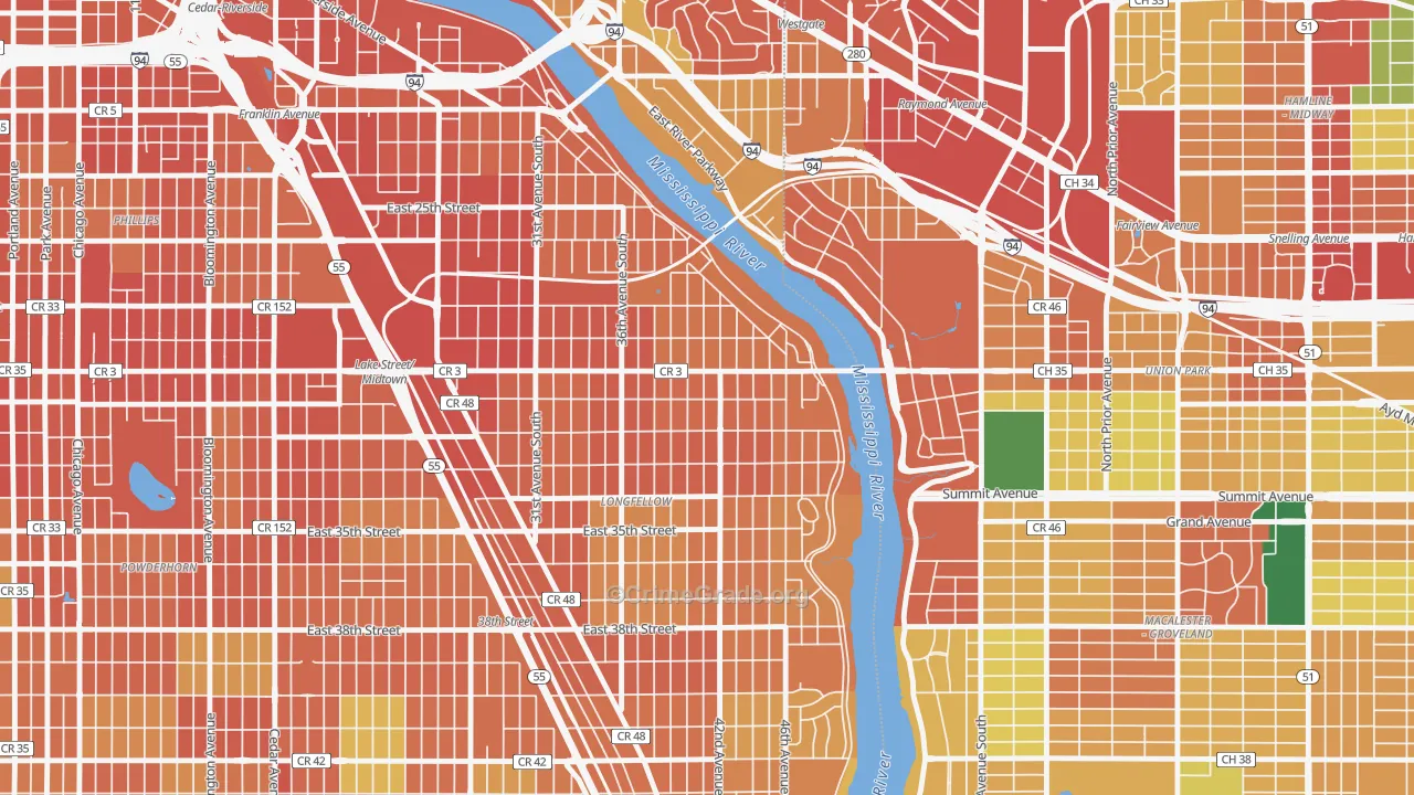 Cooper, Minneapolis, MN Map of Theft Rates