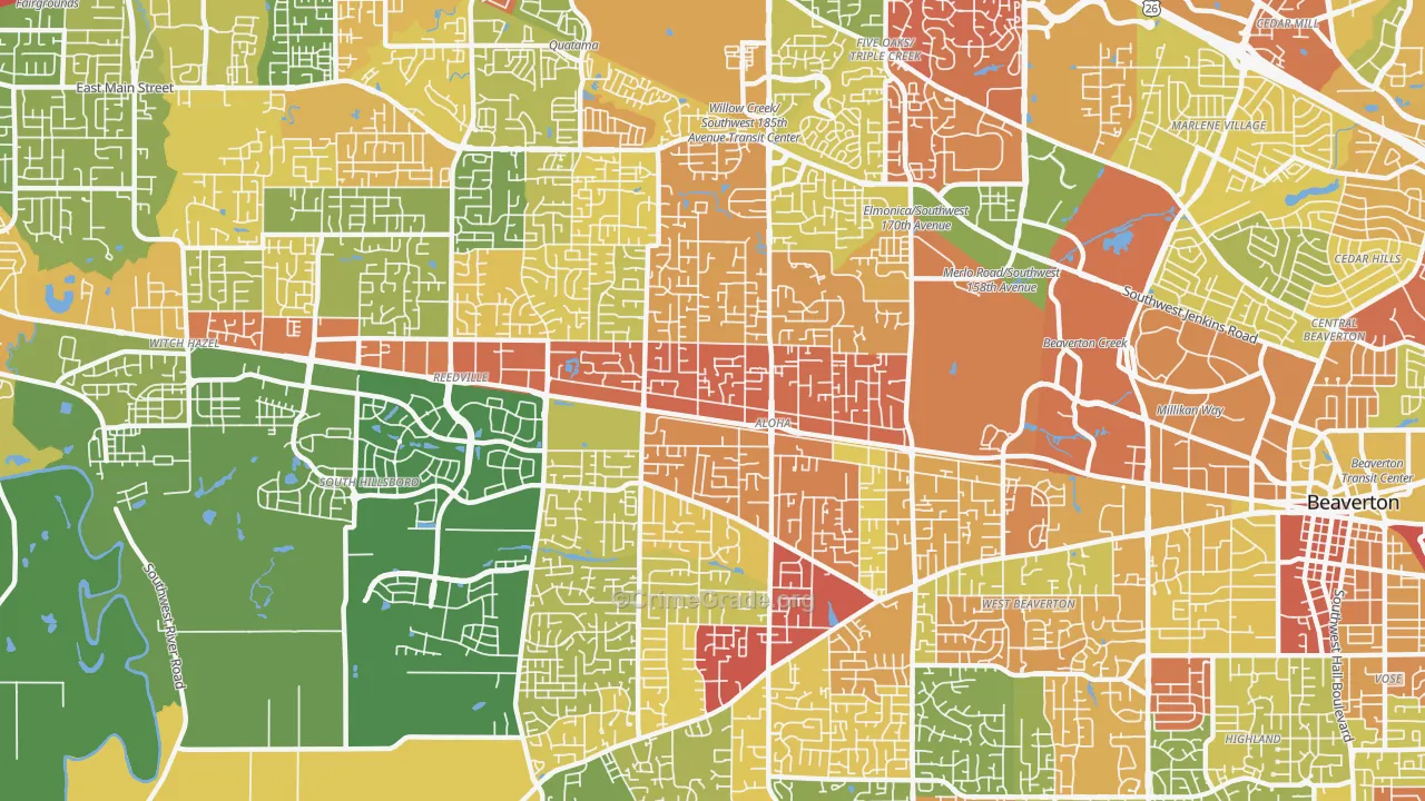Cooper Mountain-Aloha North, Aloha, OR Map of Theft Rates