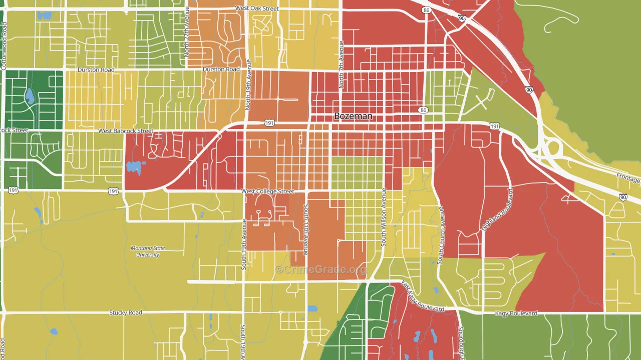 Cooper Park, Bozeman, MT Map of Theft Rates