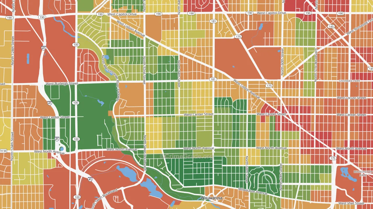 Cooper Park, Milwaukee, WI Map of Theft Rates