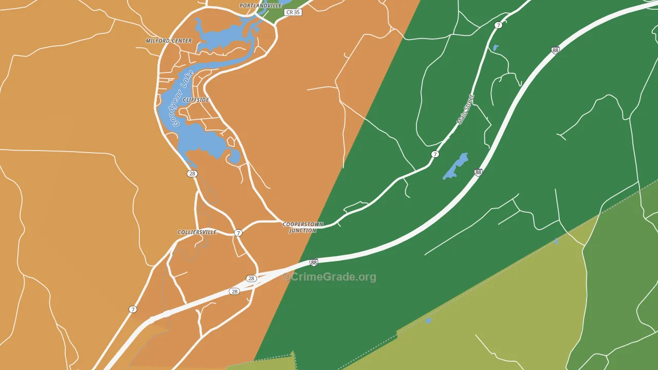Cooperstown Junction, NY Map of Theft Rates