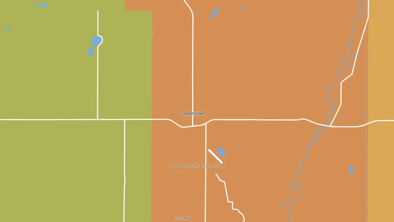 Cooperstown, ND Map of Theft Rates