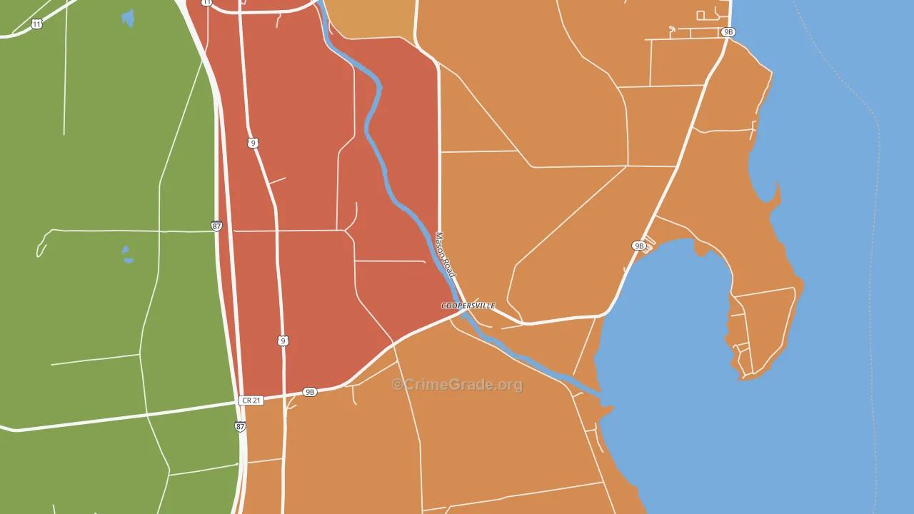 Coopersville, NY Map of Theft Rates