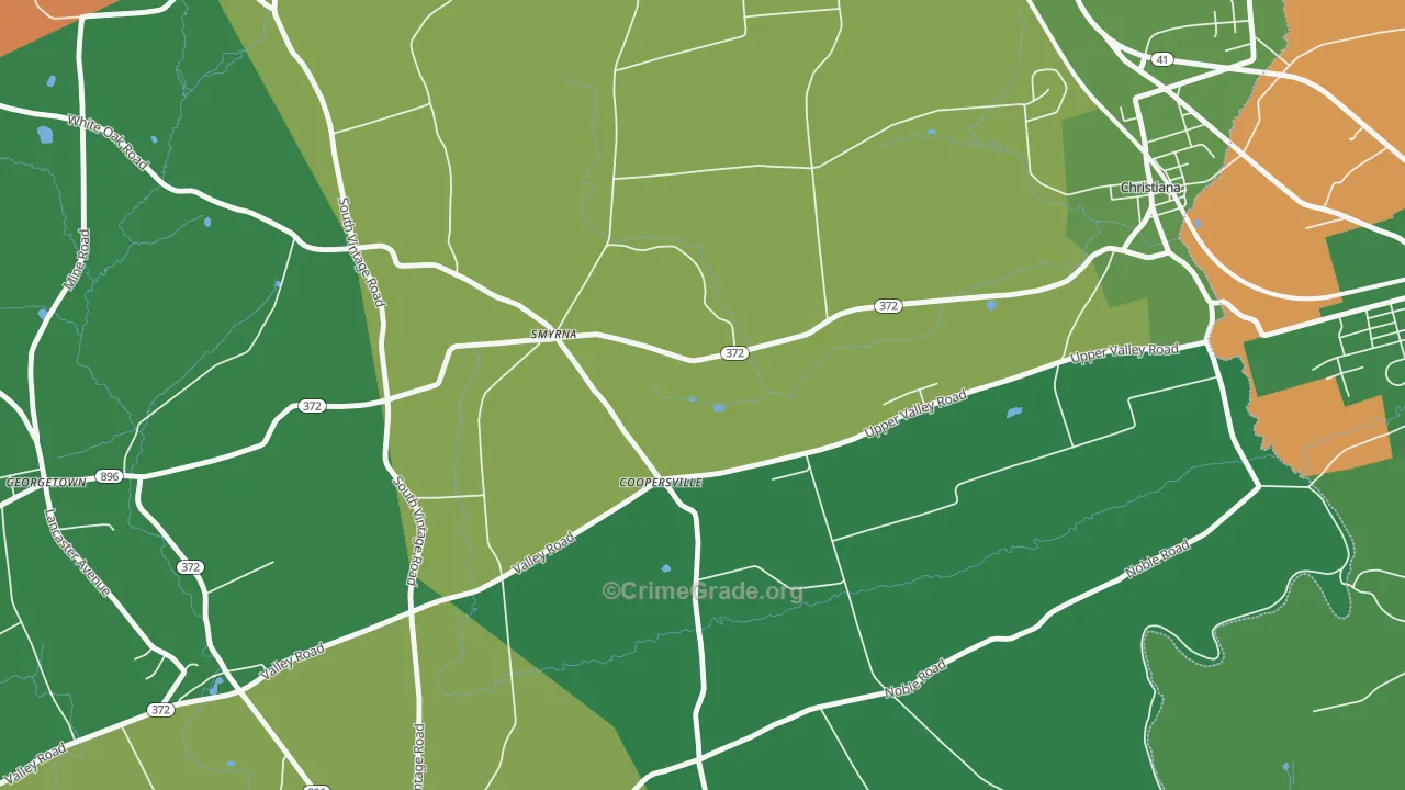Coopersville, PA Map of Theft Rates