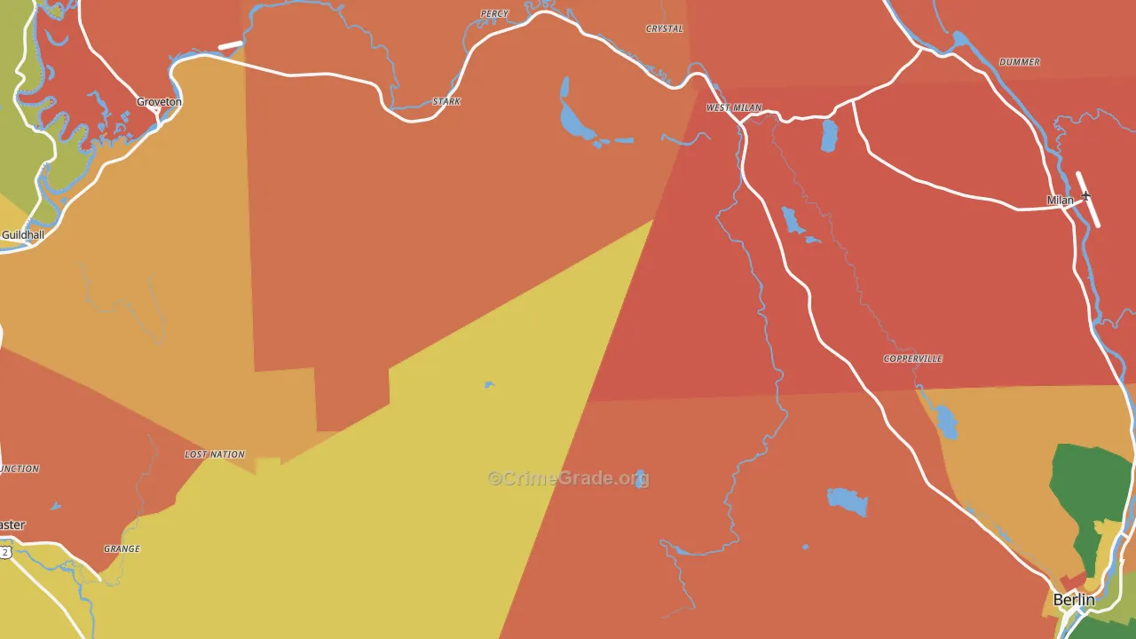 Coos County, NH Map of Theft Rates