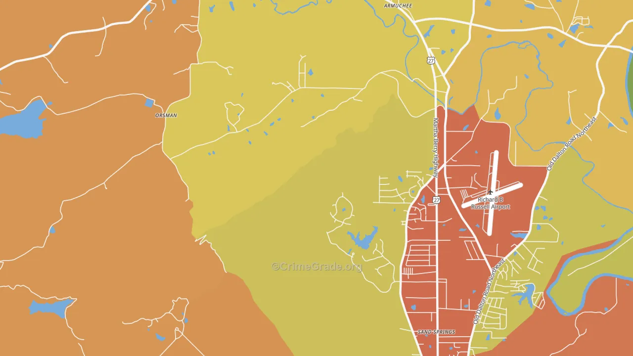 Coosa, GA Map of Theft Rates
