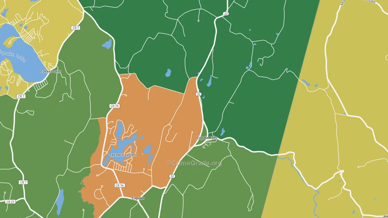 Copake Falls, NY Map of Theft Rates