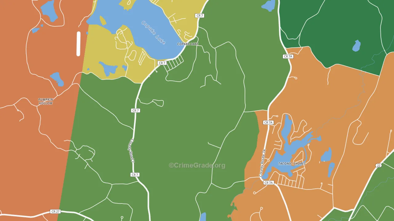 Copake Lake, NY Map of Theft Rates