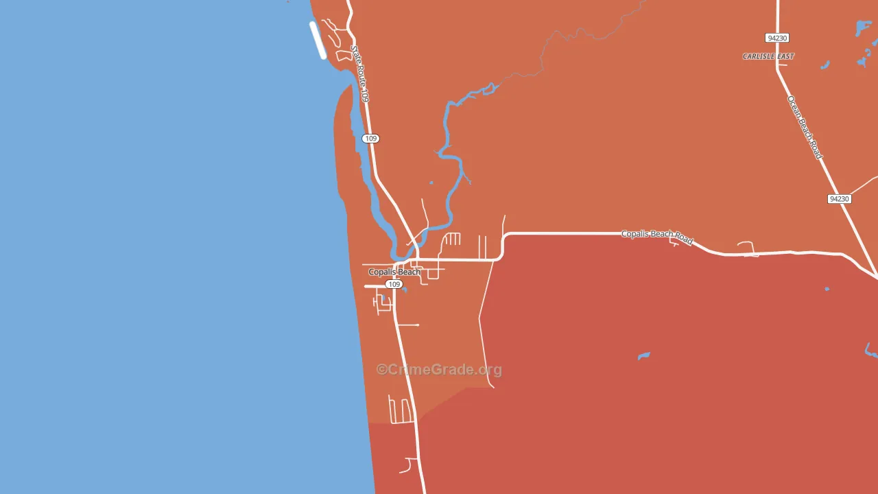 Copalis Beach, WA Map of Theft Rates