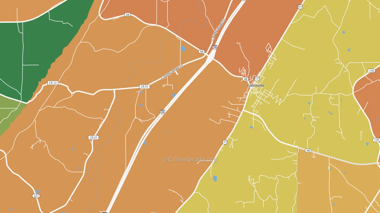 Copeland Bridge, AL Map of Theft Rates