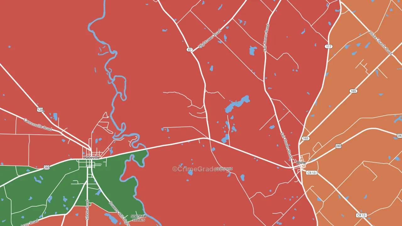 Copeland, GA Map of Theft Rates
