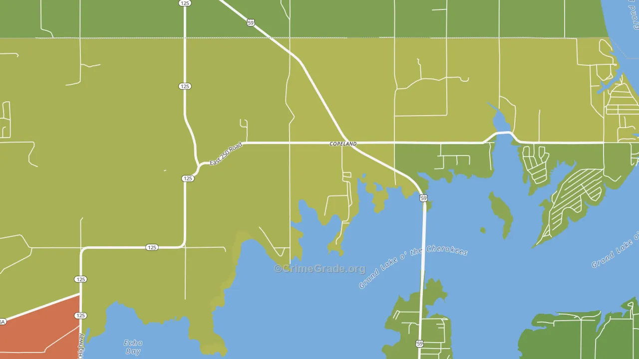 Copeland, OK Map of Theft Rates