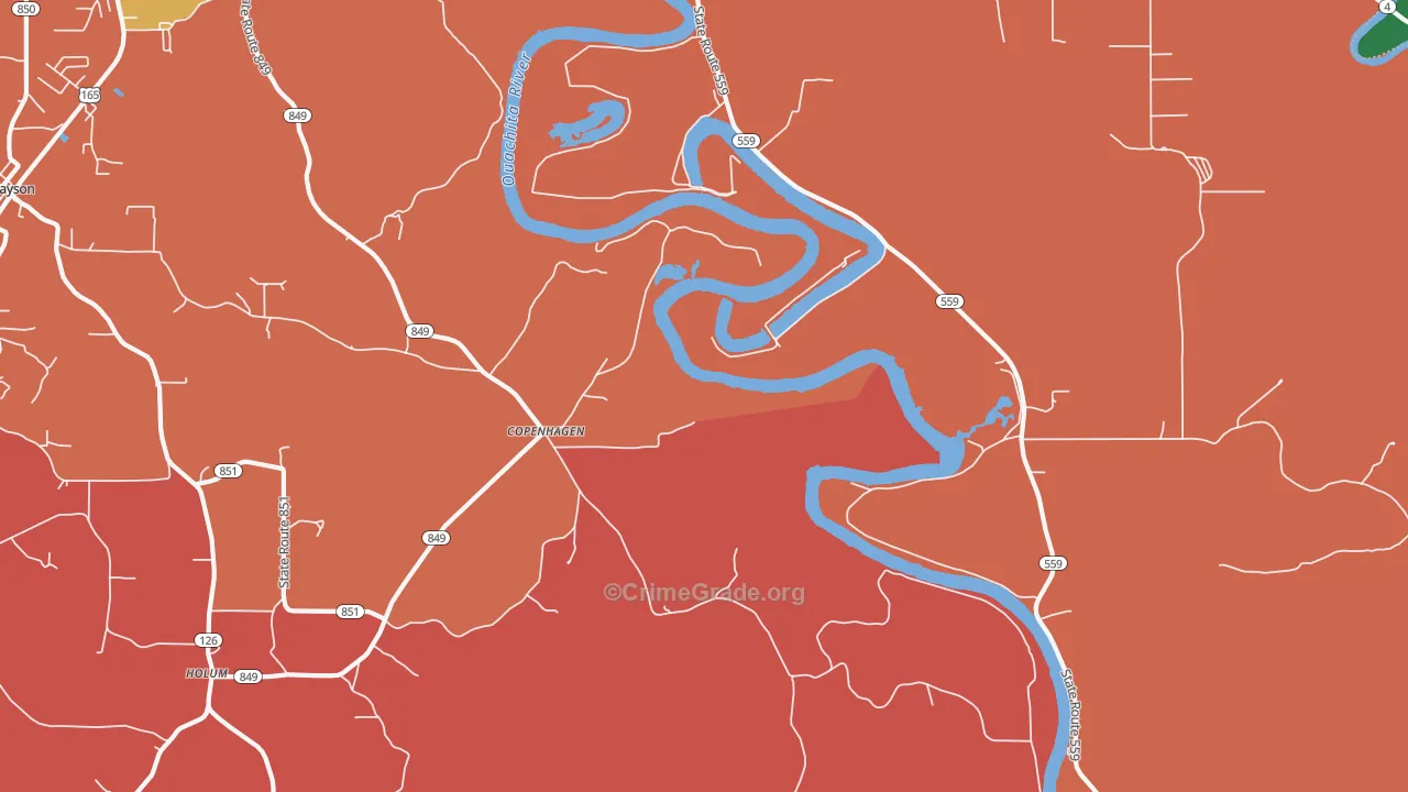 Copenhagen, LA Map of Theft Rates