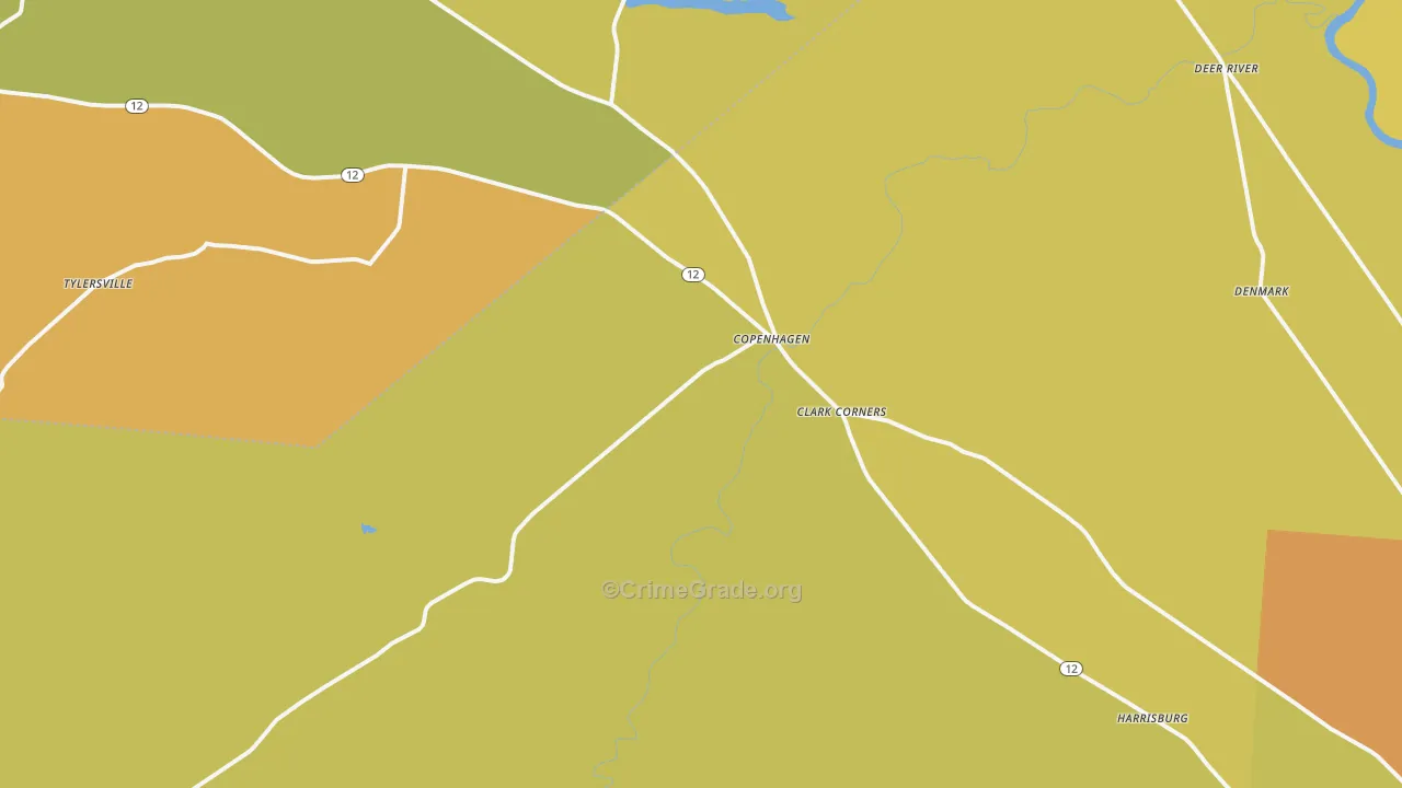 Copenhagen, NY Map of Theft Rates