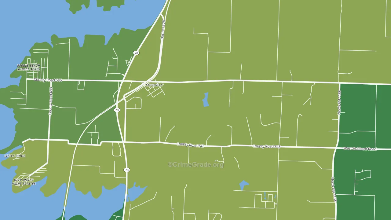 Copeville, TX Map of Theft Rates