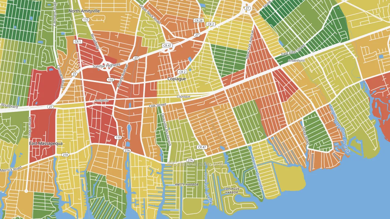 Copiague, NY Map of Theft Rates