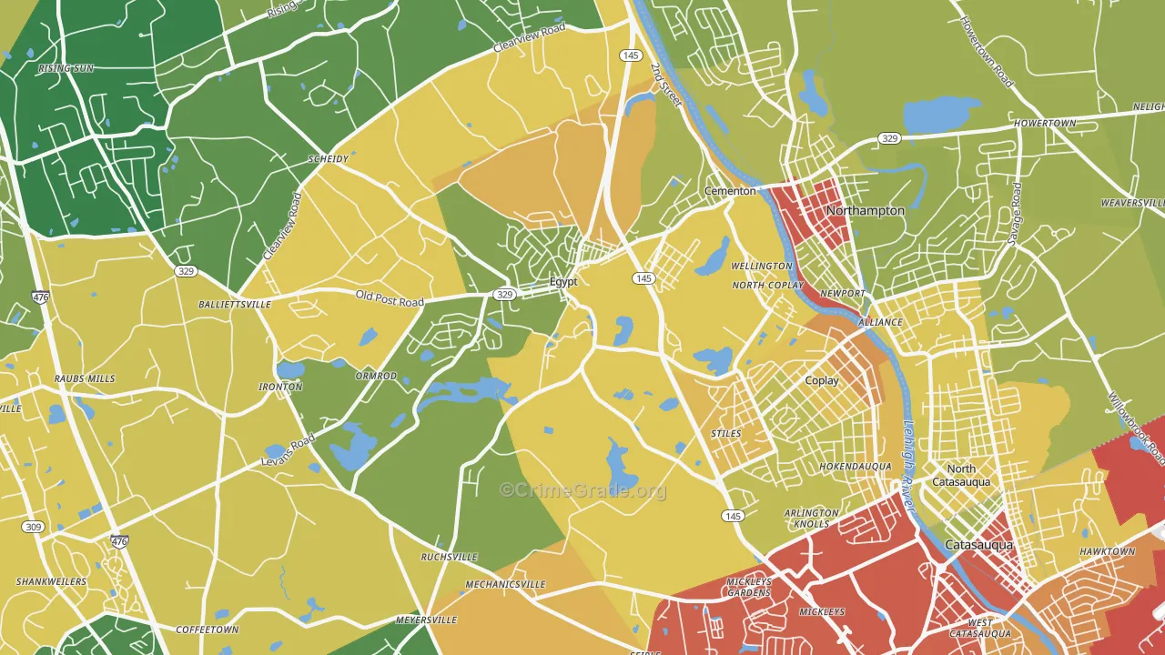 Coplay, PA Map of Theft Rates