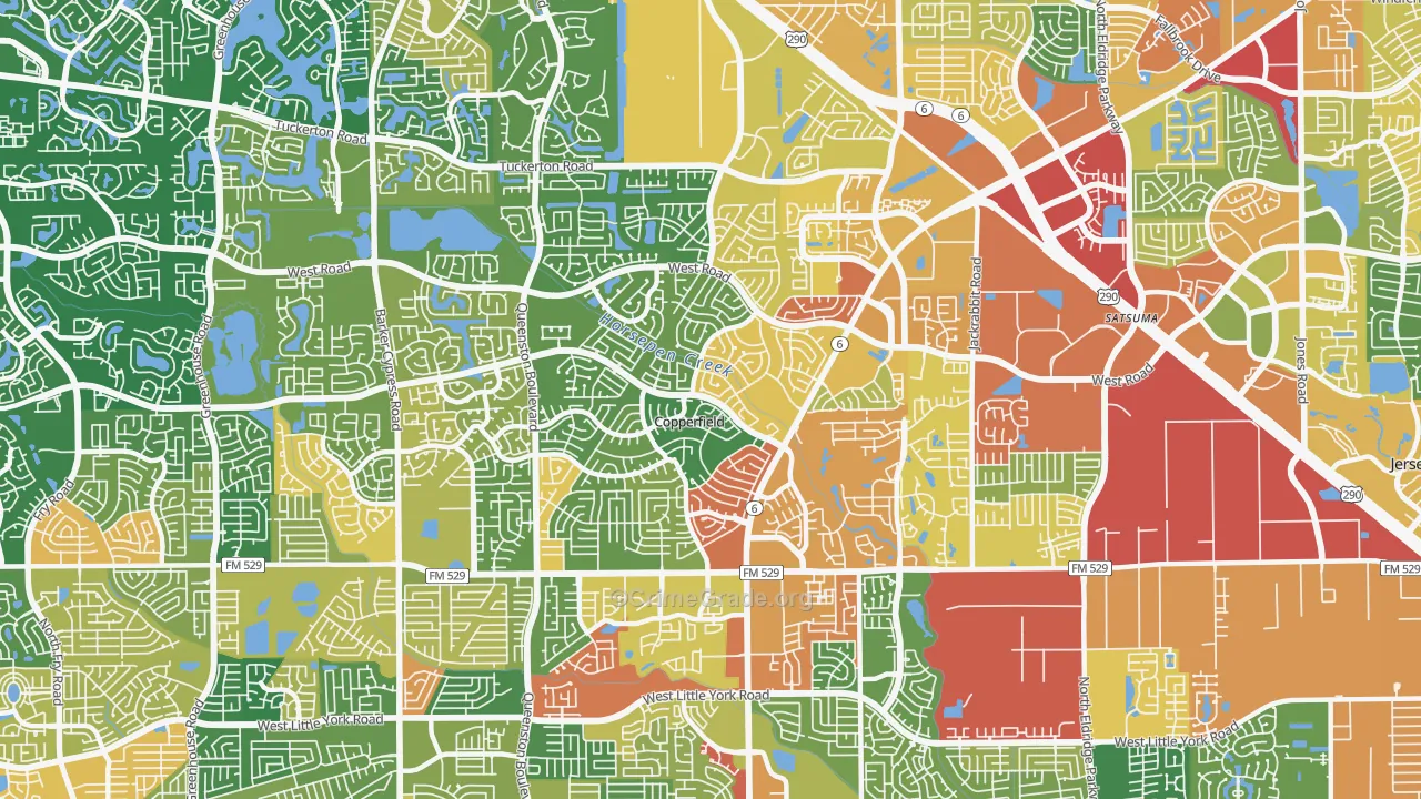 Copperfield, Houston, TX Map of Theft Rates