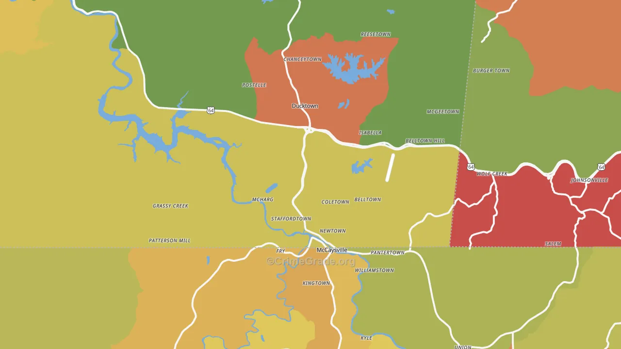 Copperhill, TN Map of Theft Rates