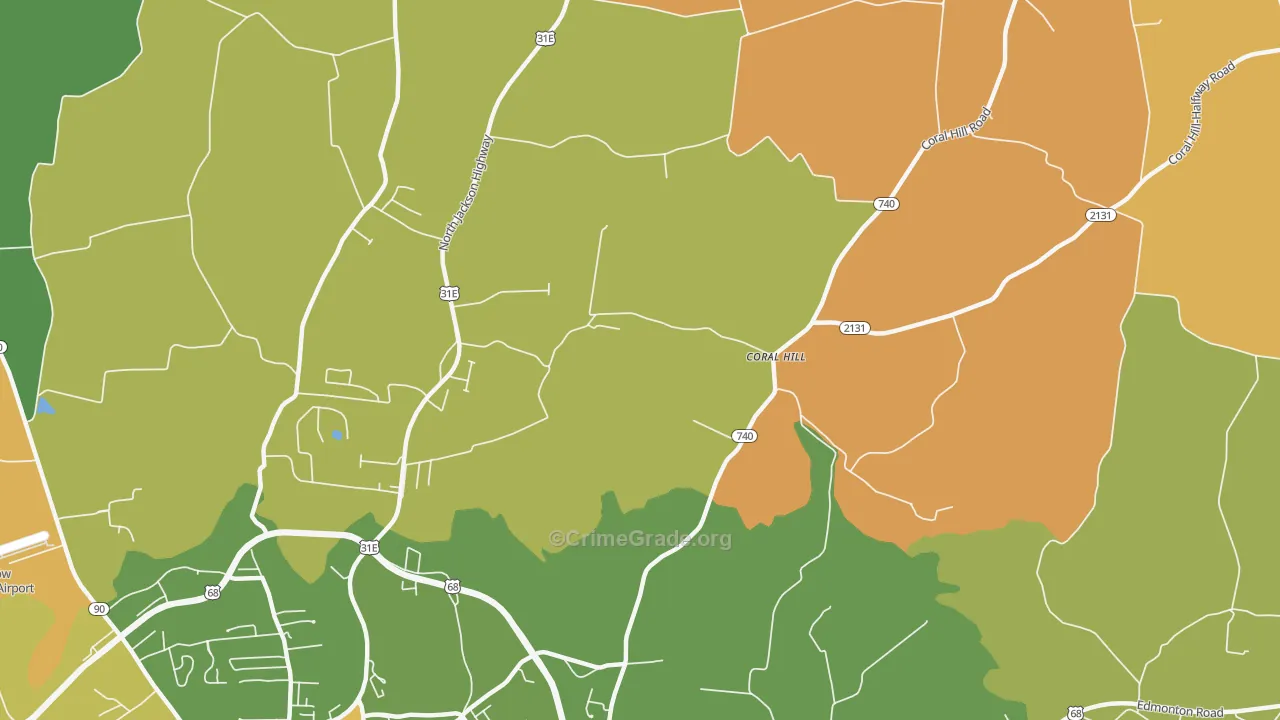 Coral Hill, KY Map of Theft Rates