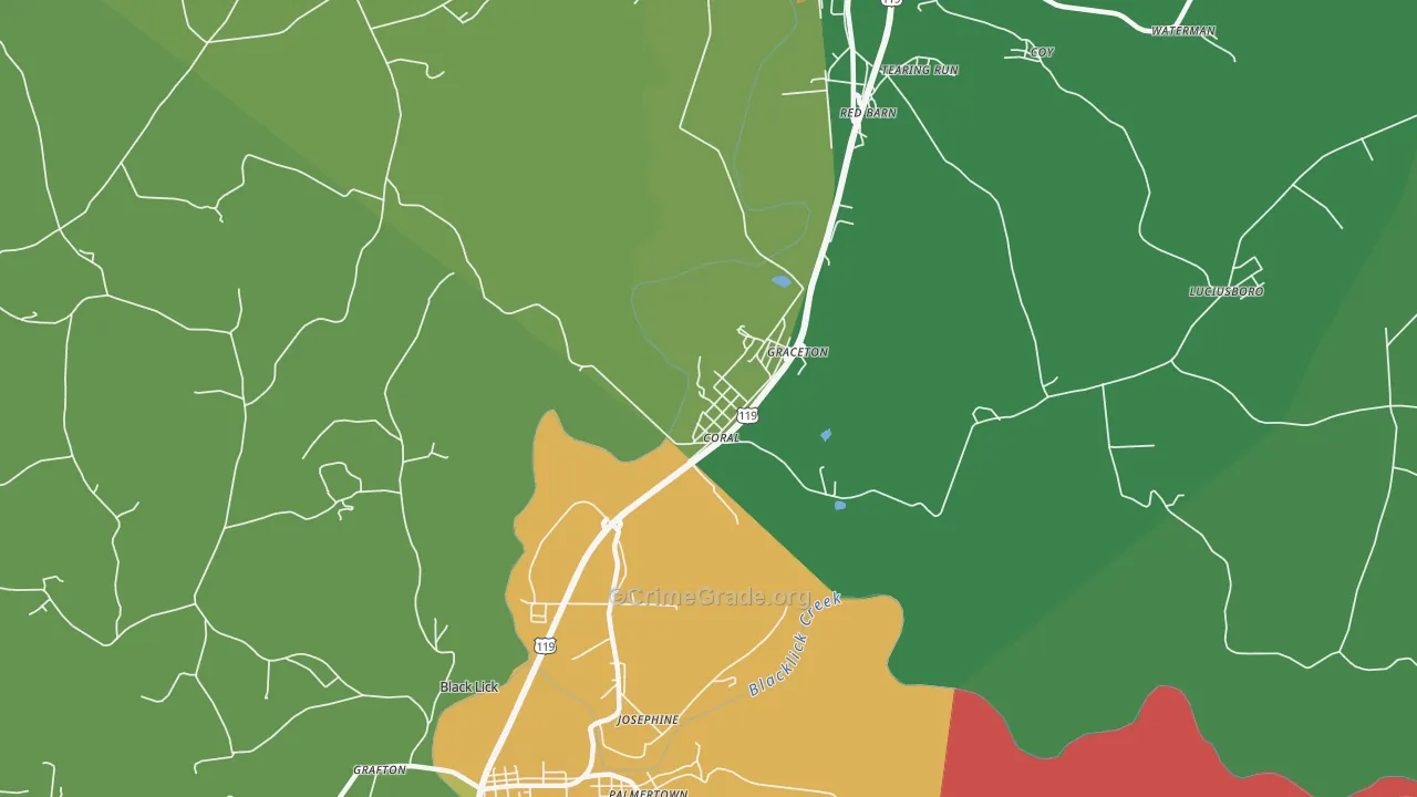 Coral, PA Map of Theft Rates