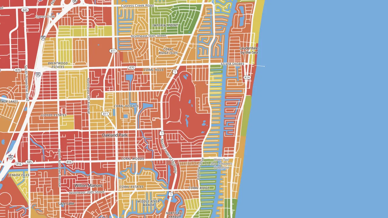 Coral Ridge Country Club Estates, Fort Lauderdale, FL Map of Theft Rates