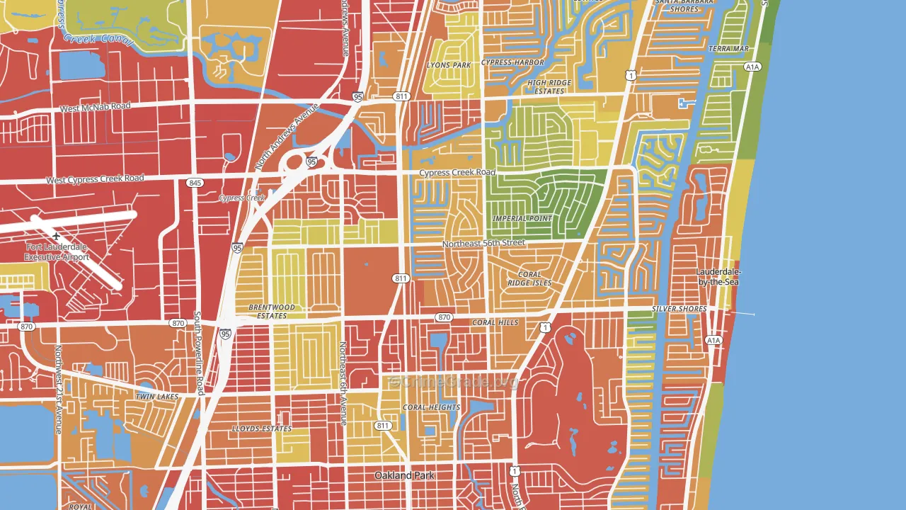 Coral Ridge Isles, Fort Lauderdale, FL Map of Theft Rates