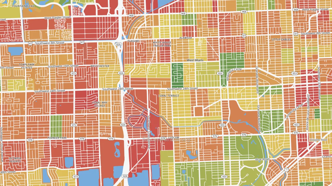 Coral Terrace, FL Map of Theft Rates