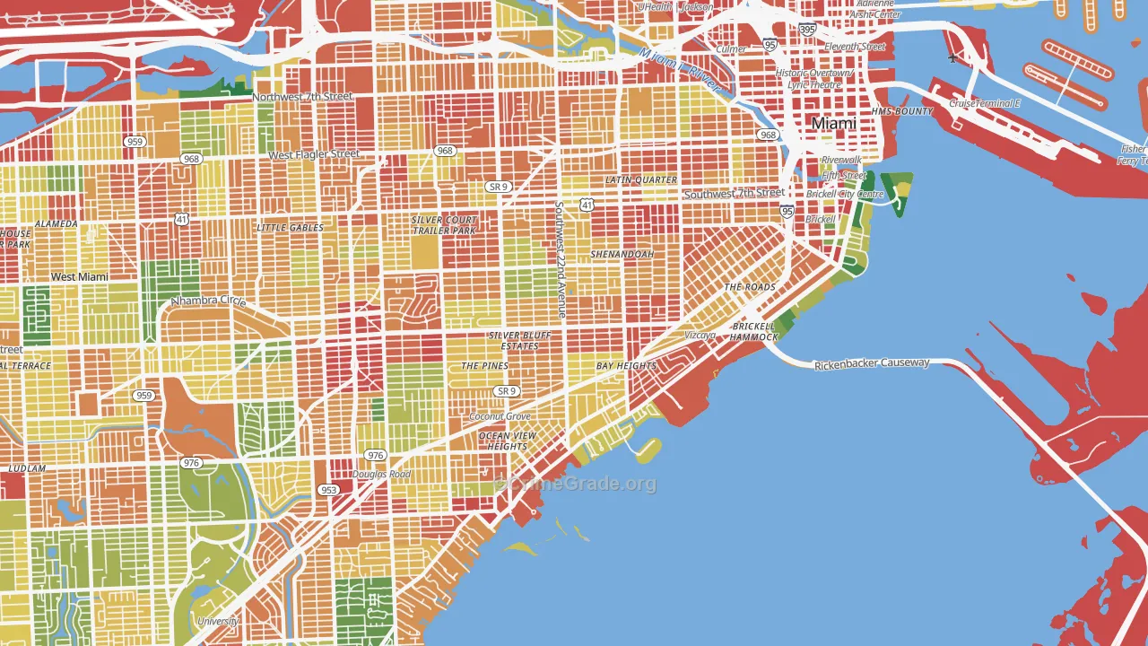 Coral Way, Miami, FL Map of Theft Rates