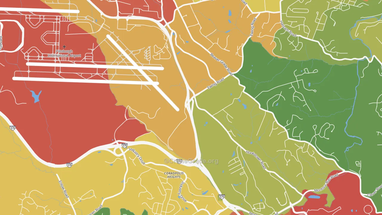 Coraopolis Heights, PA Map of Theft Rates