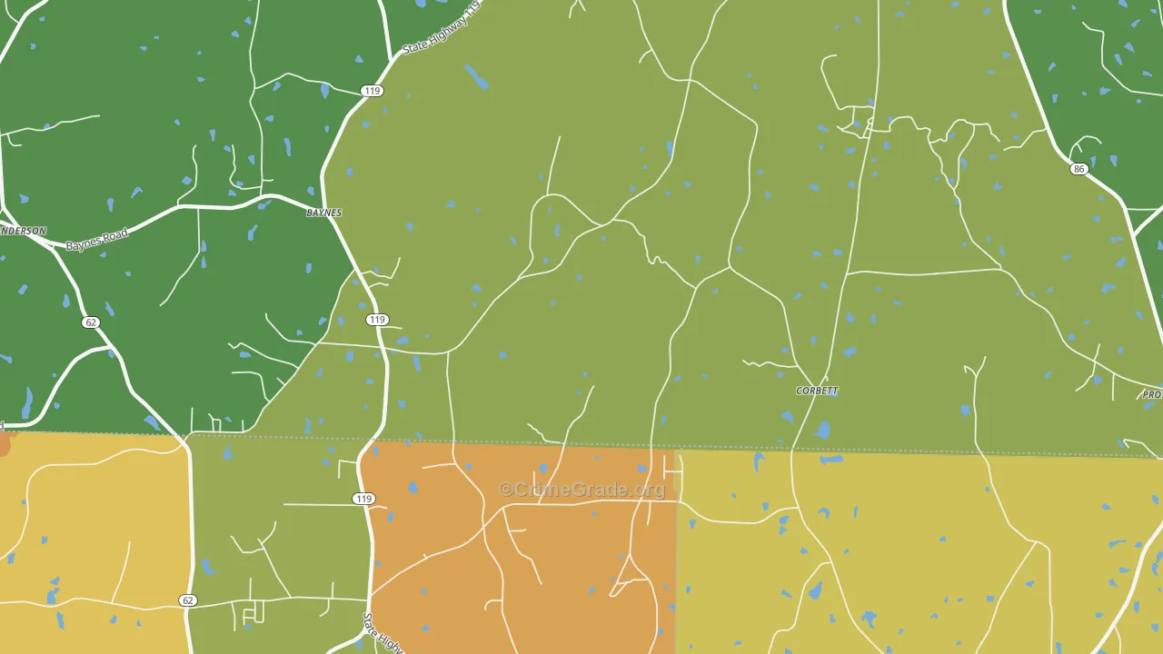 Corbett, NC Map of Theft Rates
