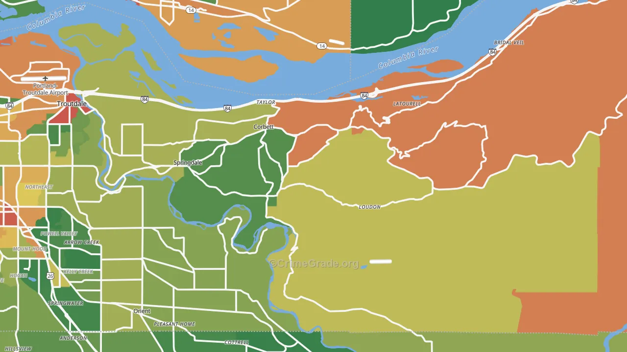 Corbett, OR Map of Theft Rates
