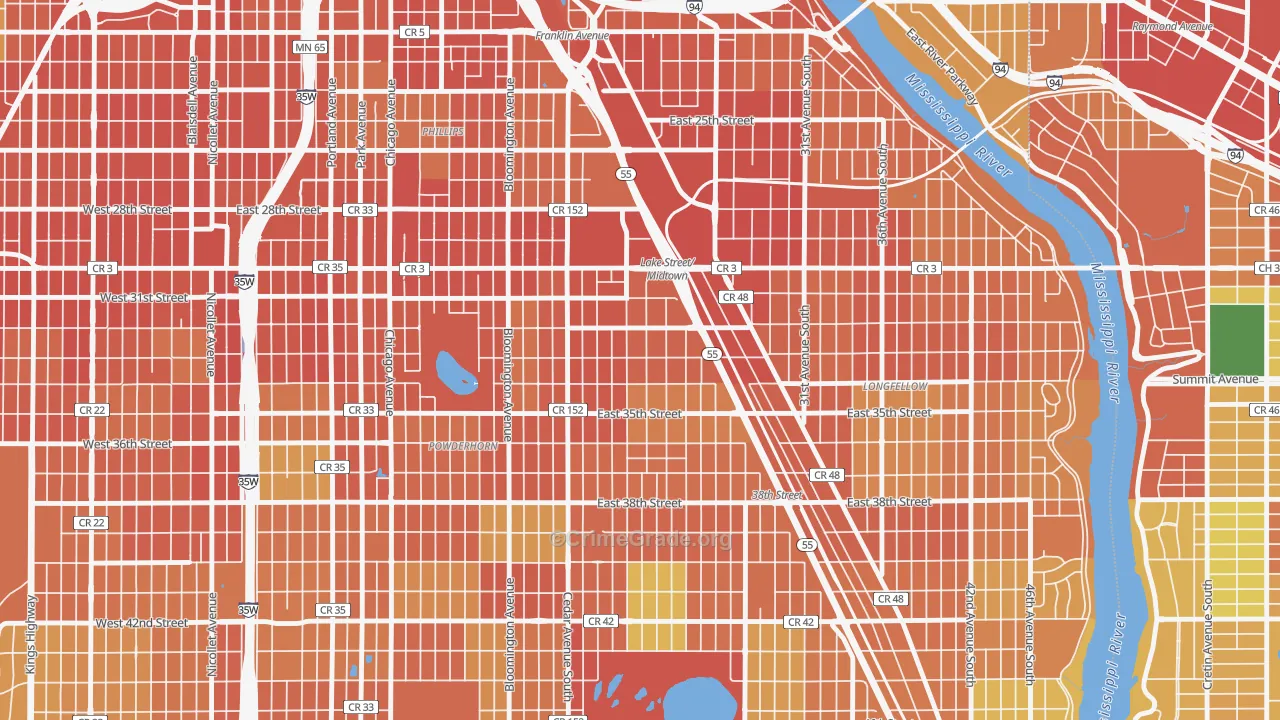 Corcoran, Minneapolis, MN Map of Theft Rates