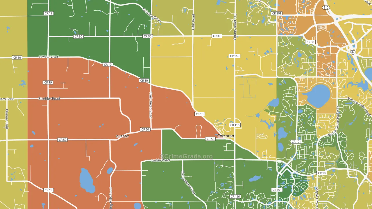 Corcoran, MN Map of Theft Rates