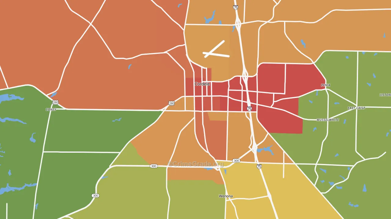 Cordele, GA Map of Theft Rates