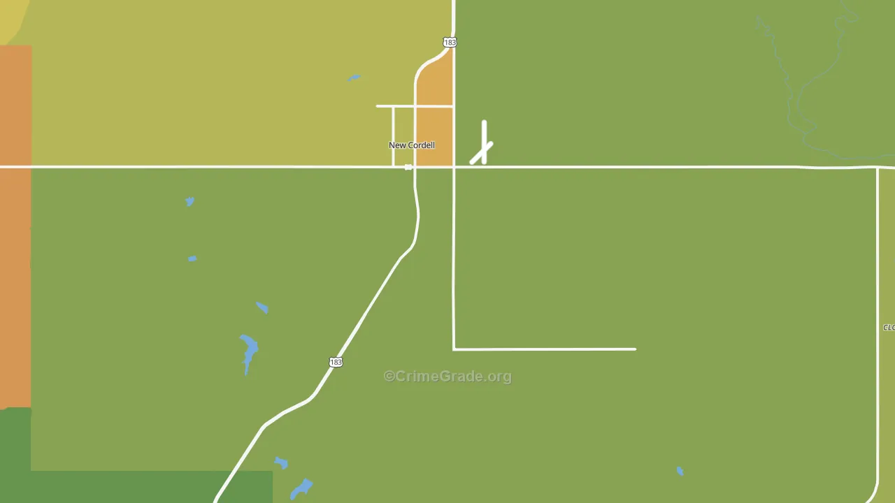 Cordell, OK Map of Theft Rates