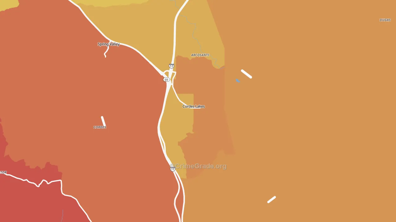 Cordes Lakes, AZ Map of Theft Rates