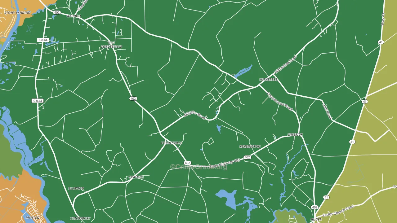 Cordesville, SC Map of Theft Rates