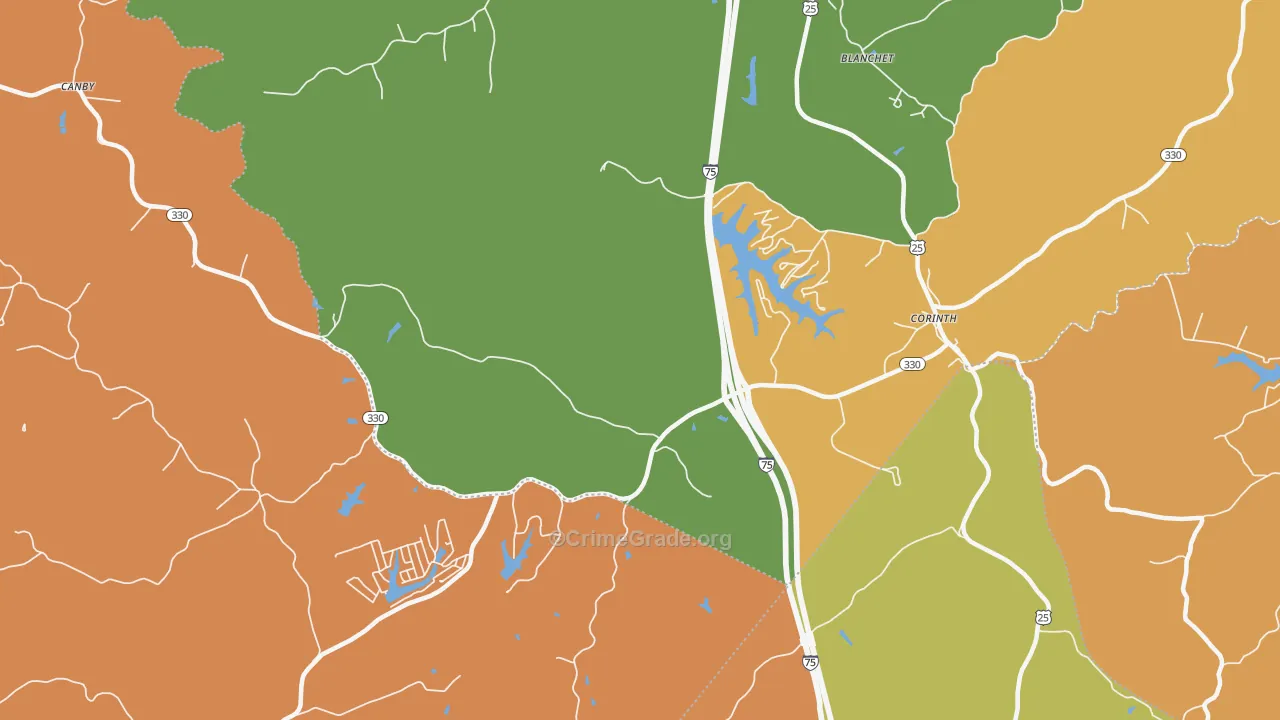 Cordova, KY Map of Theft Rates
