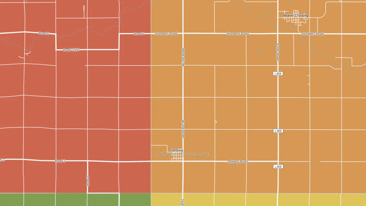 Cordova, NE Map of Theft Rates