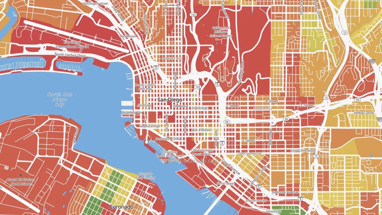 Core, San Diego, CA Map of Theft Rates